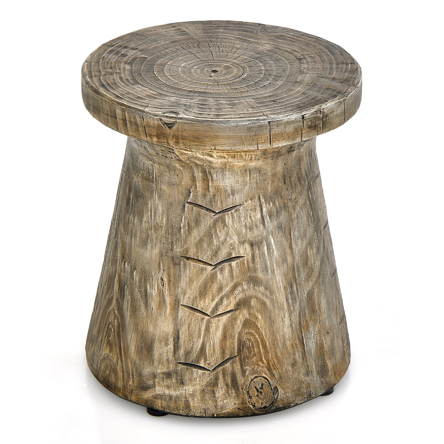 Weather Resident Rock End Table With Wood Grain For Living Room