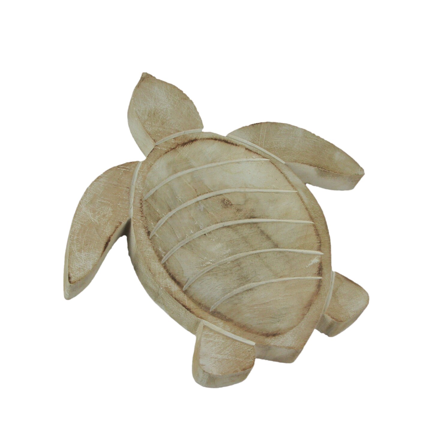 10 Inch Diameter Hand Carved Wooden Sea Turtle Decorative Bowl
