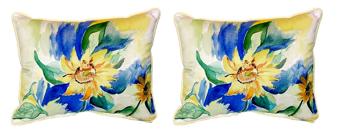 Pair of Betsy Drake Betsy’s Sunflower Small Pillows 11 Inch X 14 Inch