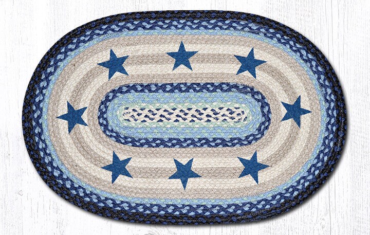 Earth Rugs OP-312 Blue Stars Oval Patch 20&#x22; x 30&#x22;