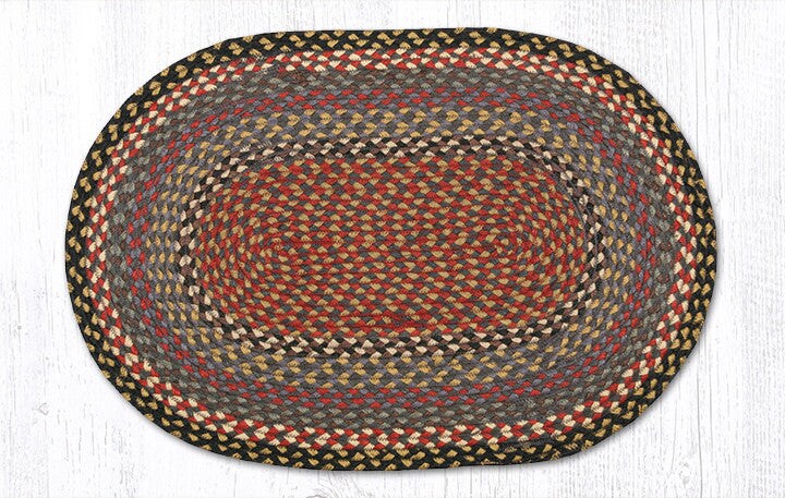 Earth Rugs C-43 Burgundy / Blue / Gray Oval Braided Rug 20" x 30"