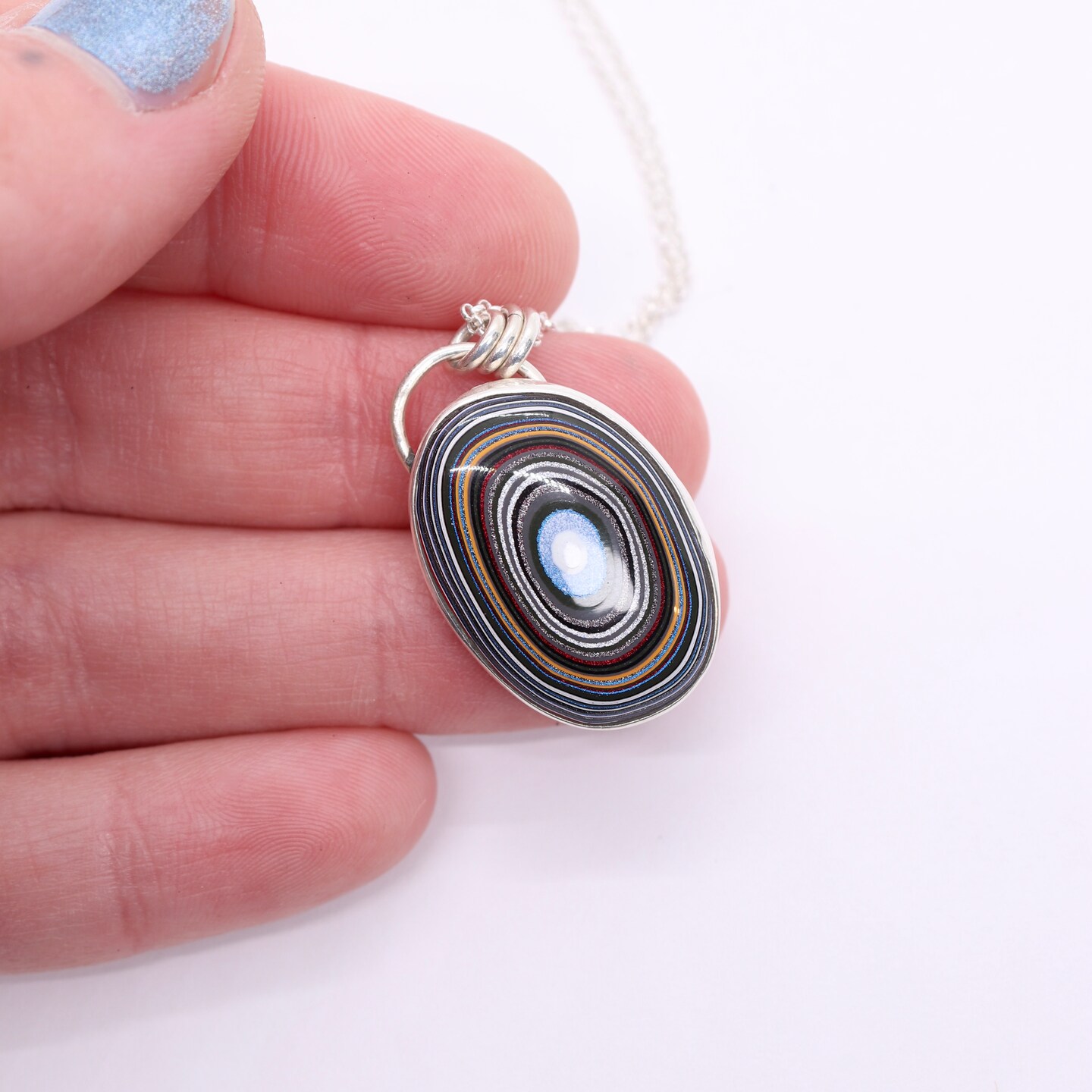 Fordite Pendant - 925 Silver Necklace, Detroit City Agate, discount Motor City Collectible Americana, American Jewellery, FREE WORLDWIDE SHIPPING