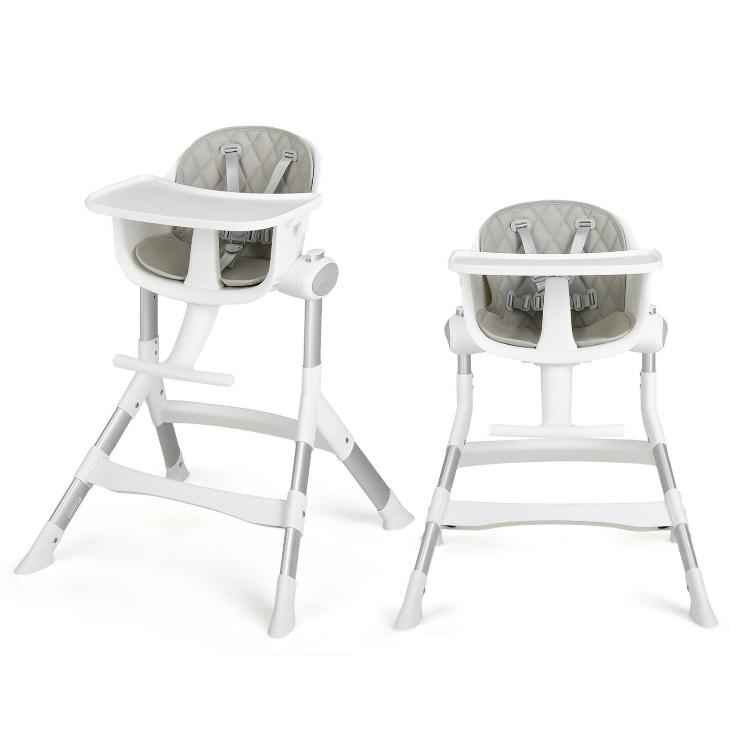4-in-1 Convertible Baby High Chair with Aluminum Frame-Grey