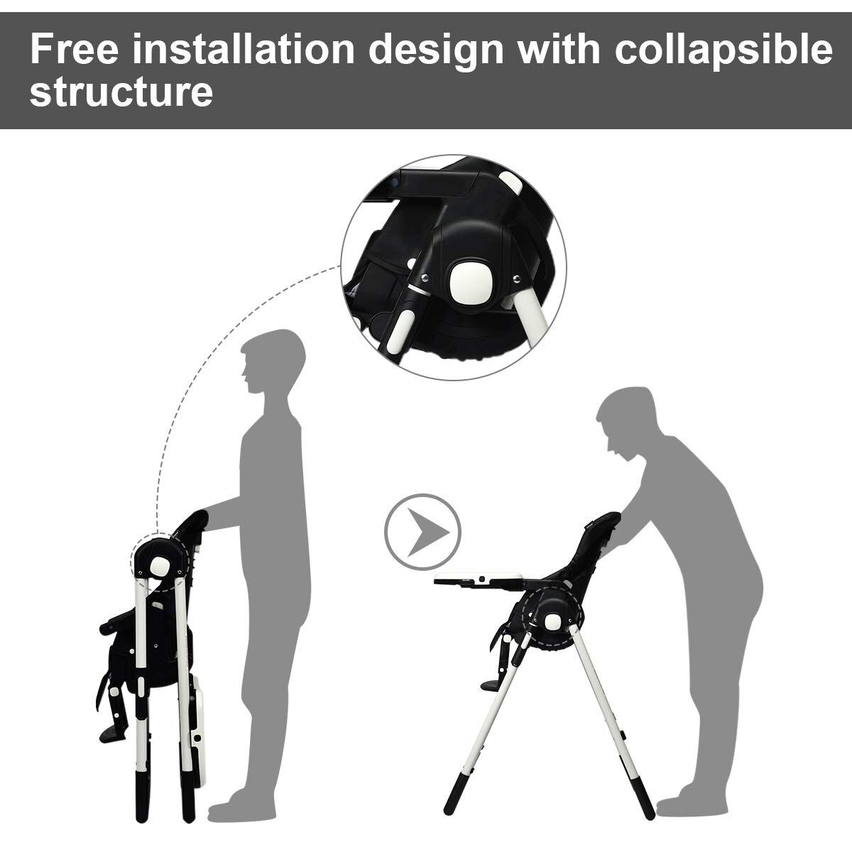 Foldable High chair with Multiple Adjustable Backrest
