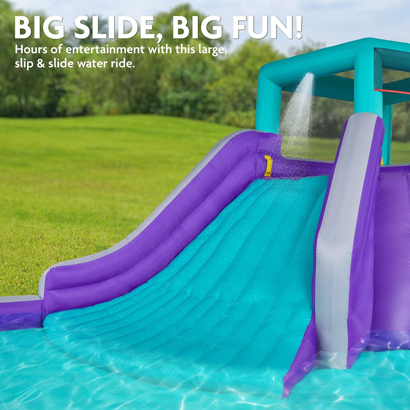 Sunny &#x26; Fun Inflatable Water Slide, Waterslide for Kids Backyard with Air Pump &#x26; Carrying Case