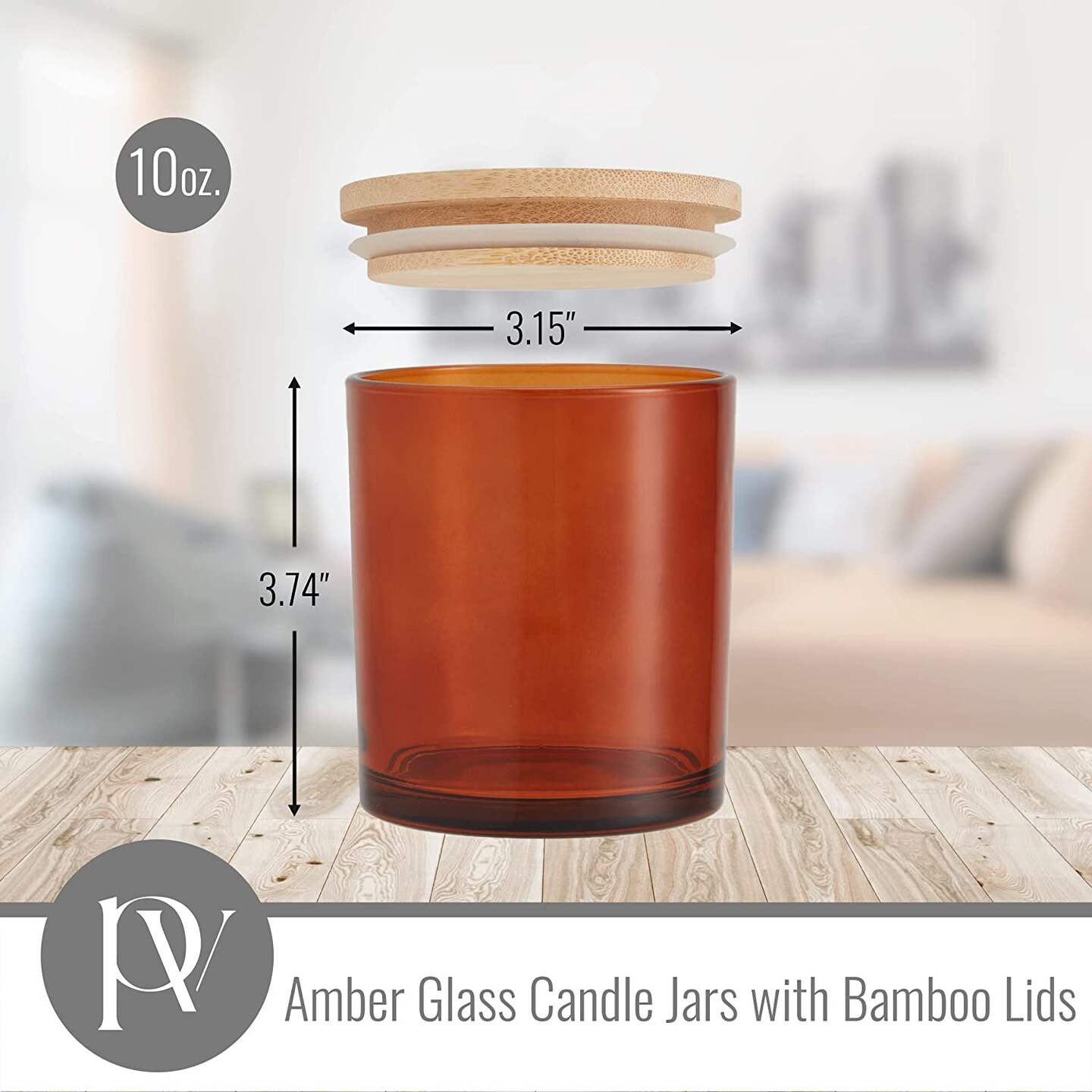 Pavelle 12 Pack Glass Candle Jars, 10 oz Empty Candle Jars with Bamboo Lids for Candle Making &#x26; Candle Storage