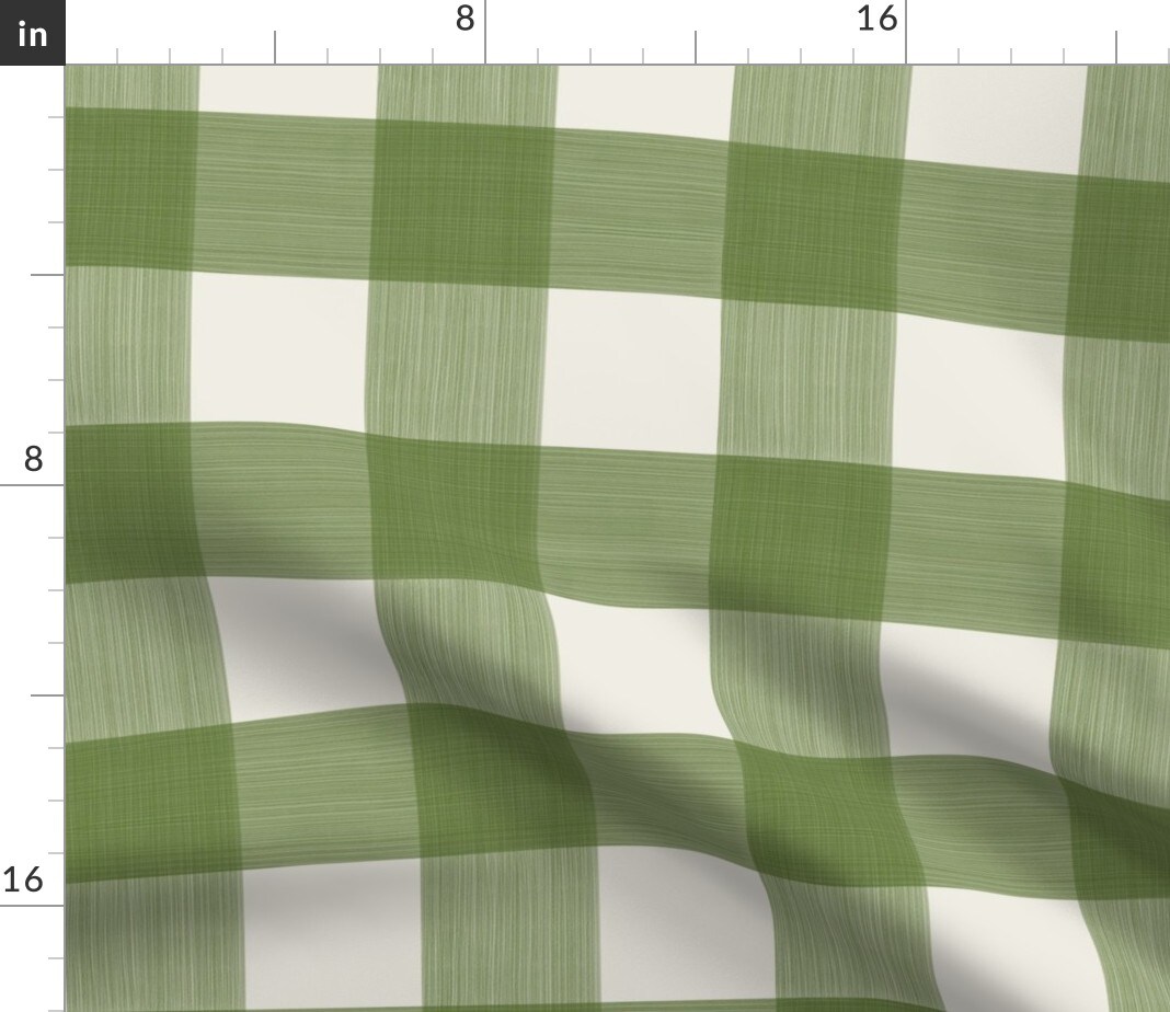 Buffalo Plaid Gingham Check Watercolor Spring Summer Green Cream Custom Printed Fabric by Spoonflower Various Fabrics by the Yard or Fat Quarter