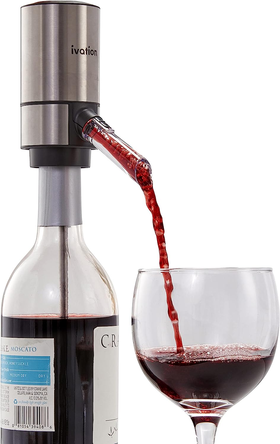 Ivation Stainless Steel Wine Aerator and Dispenser Spout, Electric Wine Pourer and Stopper