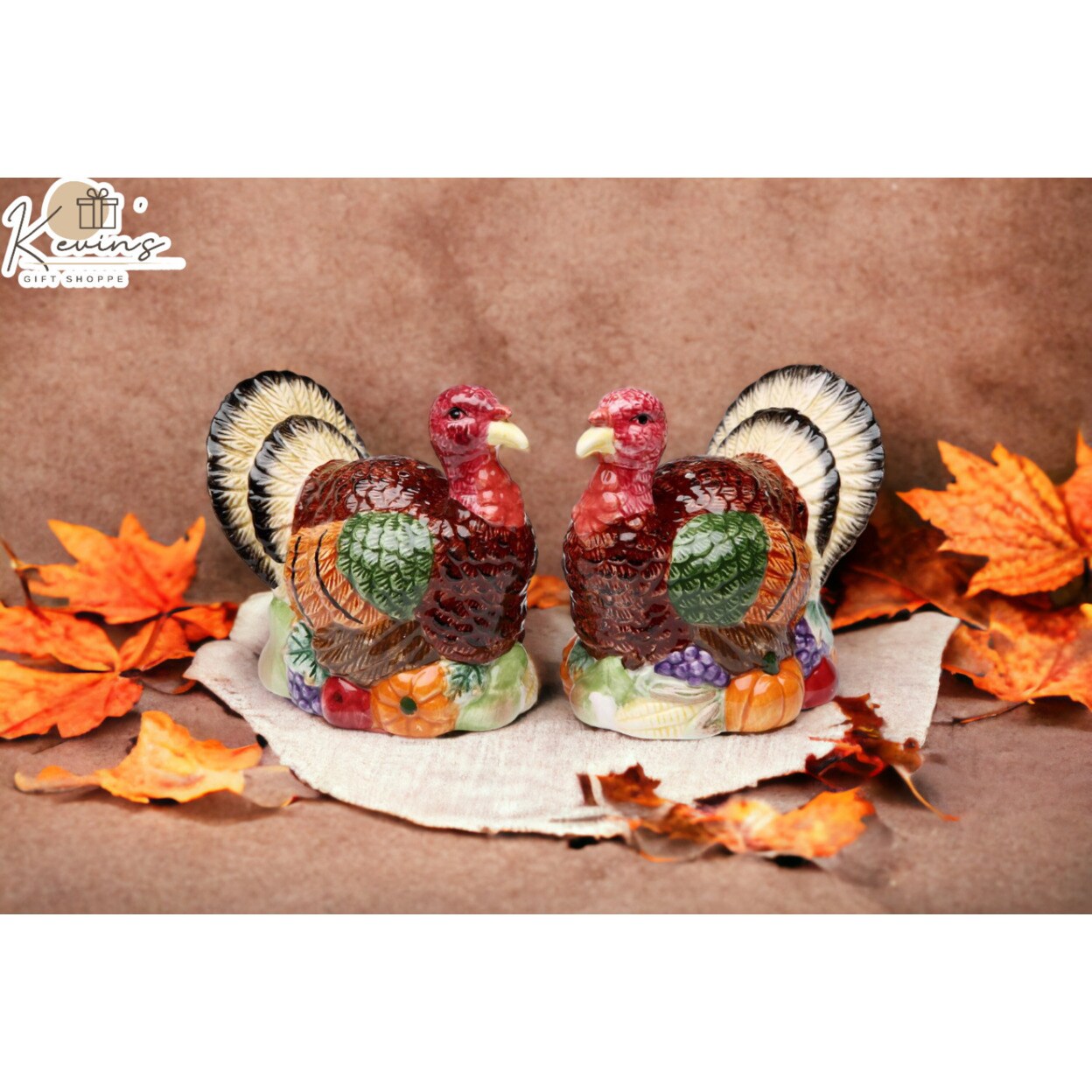 kevinsgiftshoppe Gobble Gobble Ceramic Thanksgiving Turkey Salt and Pepper Shakers Home Decor   Kitchen Decor Fall Decor