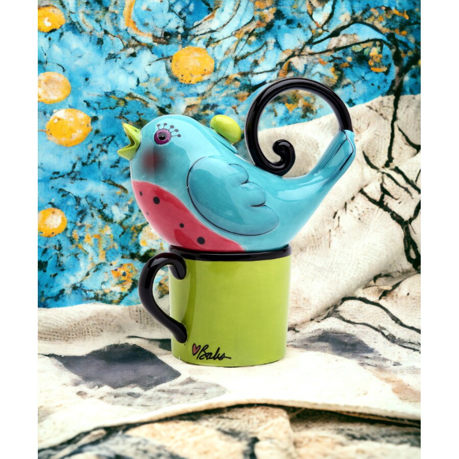 kevinsgiftshoppe Ceramic Blue Bird Tea For One Birdwatcher Kitchen ...