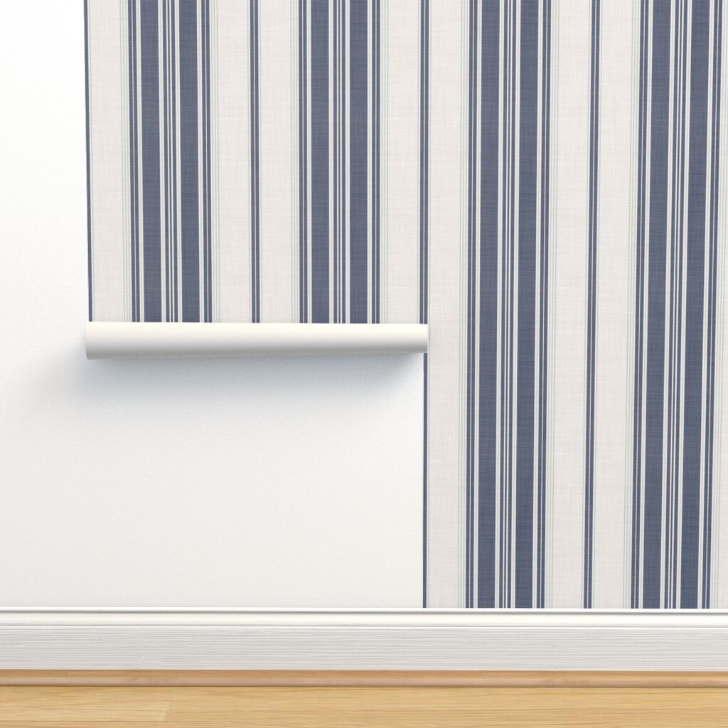 Ticking Stripe Elegant Neutral Traditional Medium Scale Custom Removable Wallpaper by Spoonflower Peel & Stick Wallpaper 2FT Wide