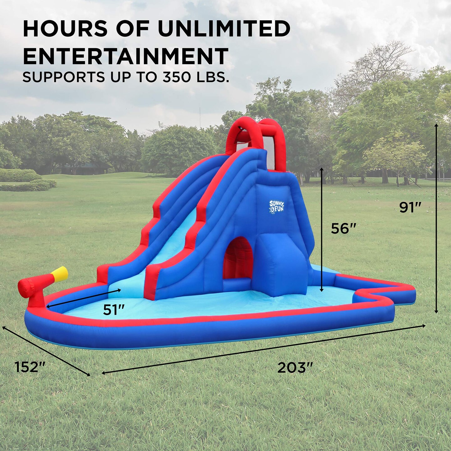 Sunny & Fun Inflatable Kids Backyard Water Slide Park with Splash Pool