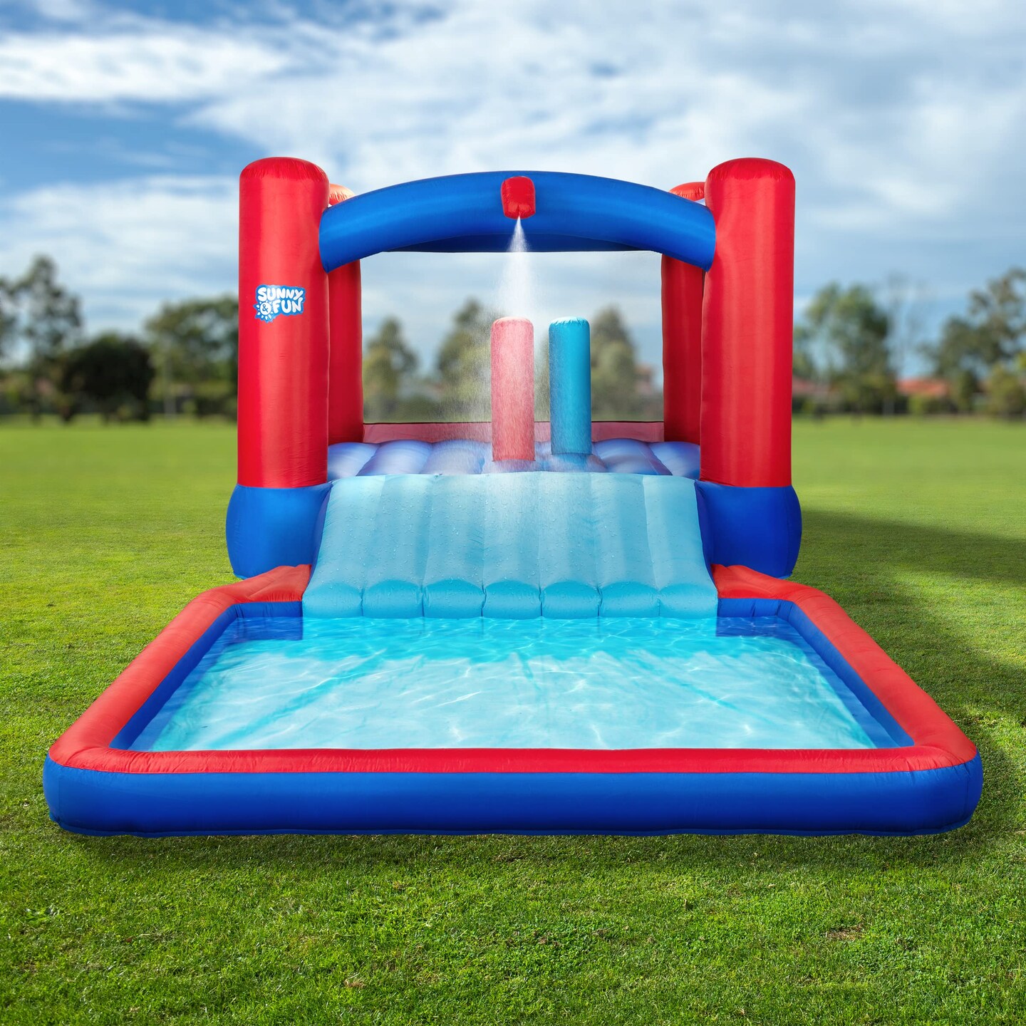 Sunny &#x26; Fun Inflatable Kids Backyard Water Slide Park &#x26; Bounce House