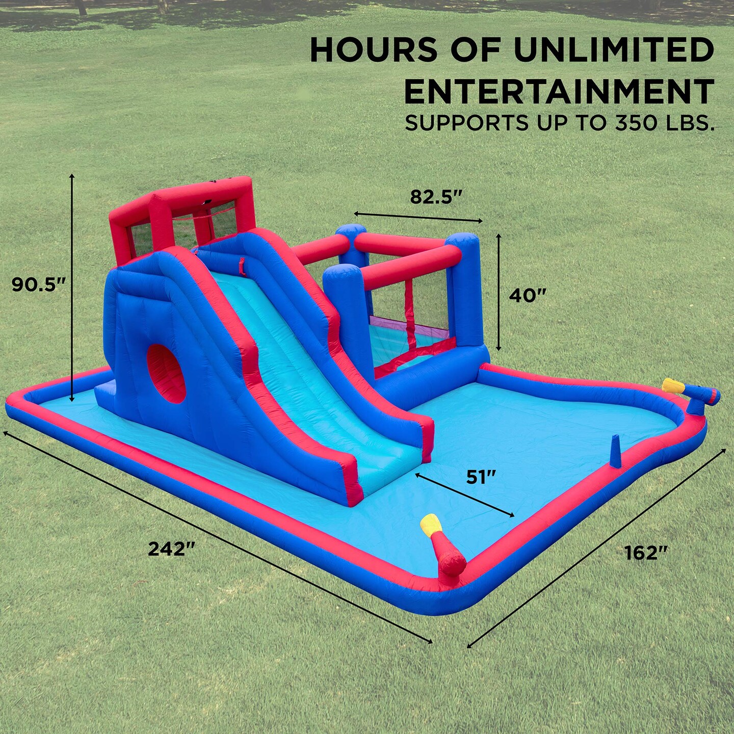 Sunny &#x26; Fun Inflatable Kids Backyard Water Park W/Slide &#x26; Bounce House