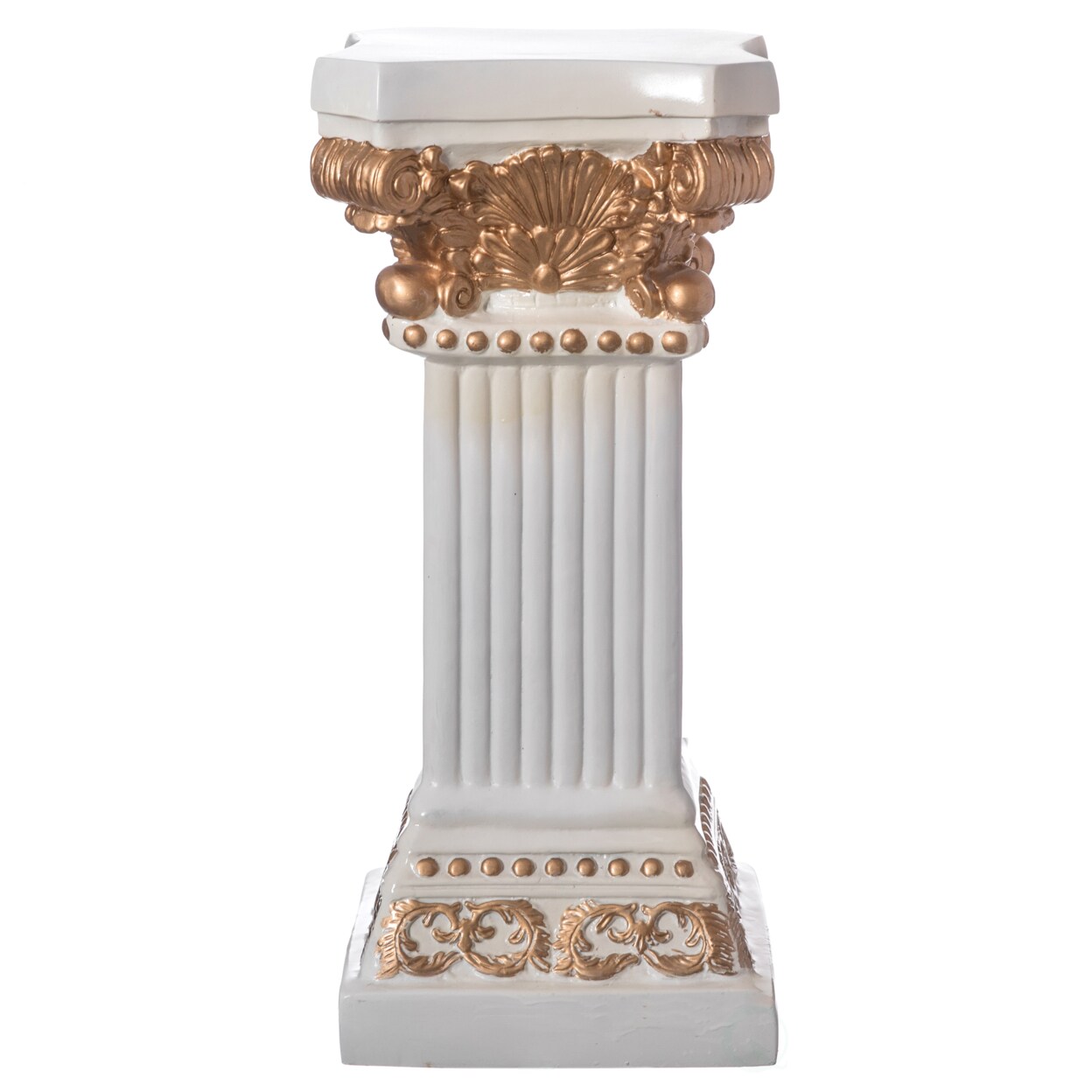 Uniquewise Fiberglass White and Gold Plinth Roman Style Column Ionic Piller Pedestal Vase Stand for Wedding or Party Living Room or
