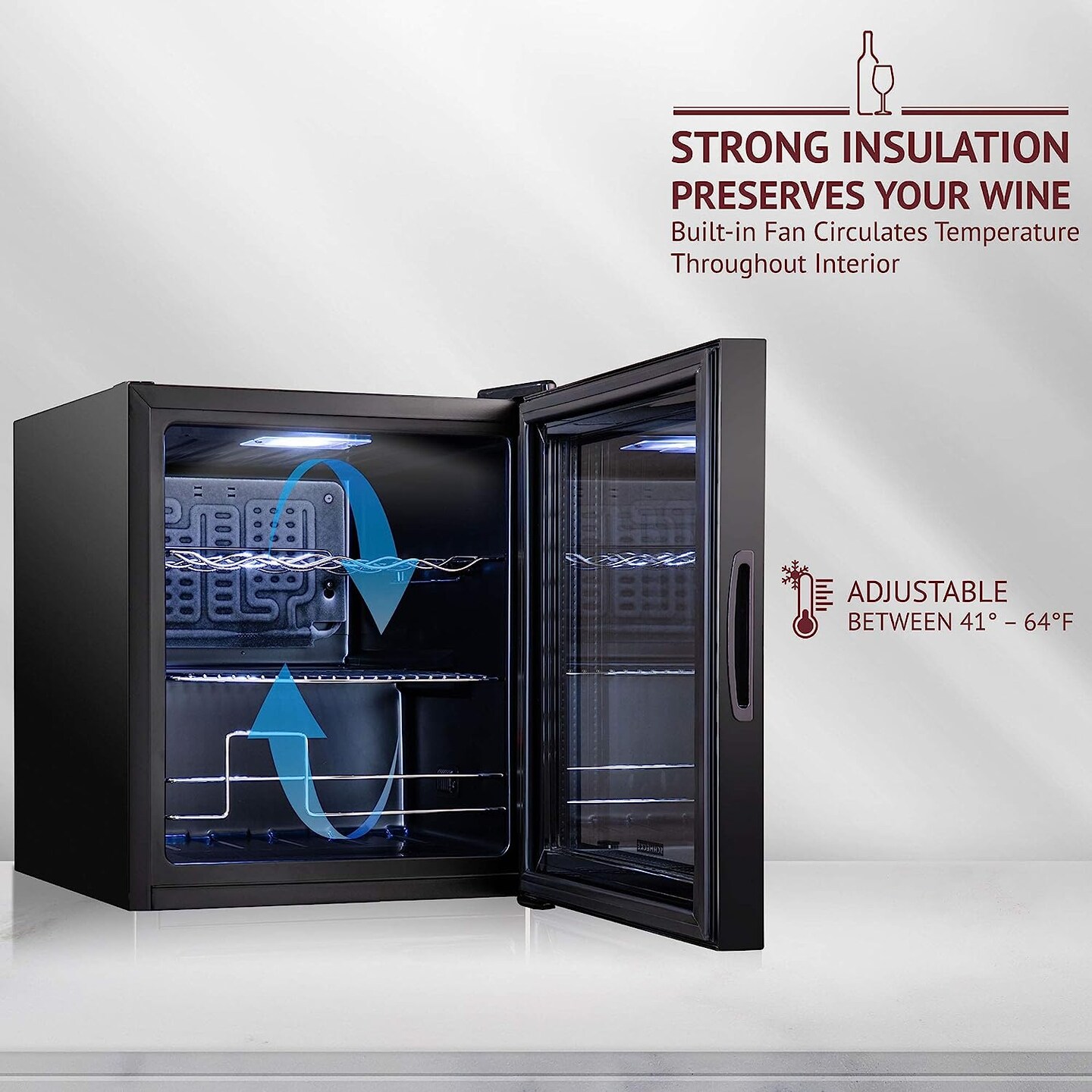 Schmecke 12-Bottle Wine Fridge, Freestanding Wine Refrigerator, Small Wine Cooler