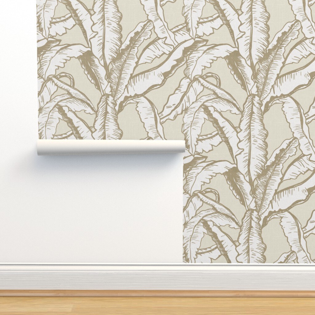 Nature Minimal Tropical Flora Custom Removable Wallpaper by Spoonflower Peel & Stick Wallpaper 2FT Wide