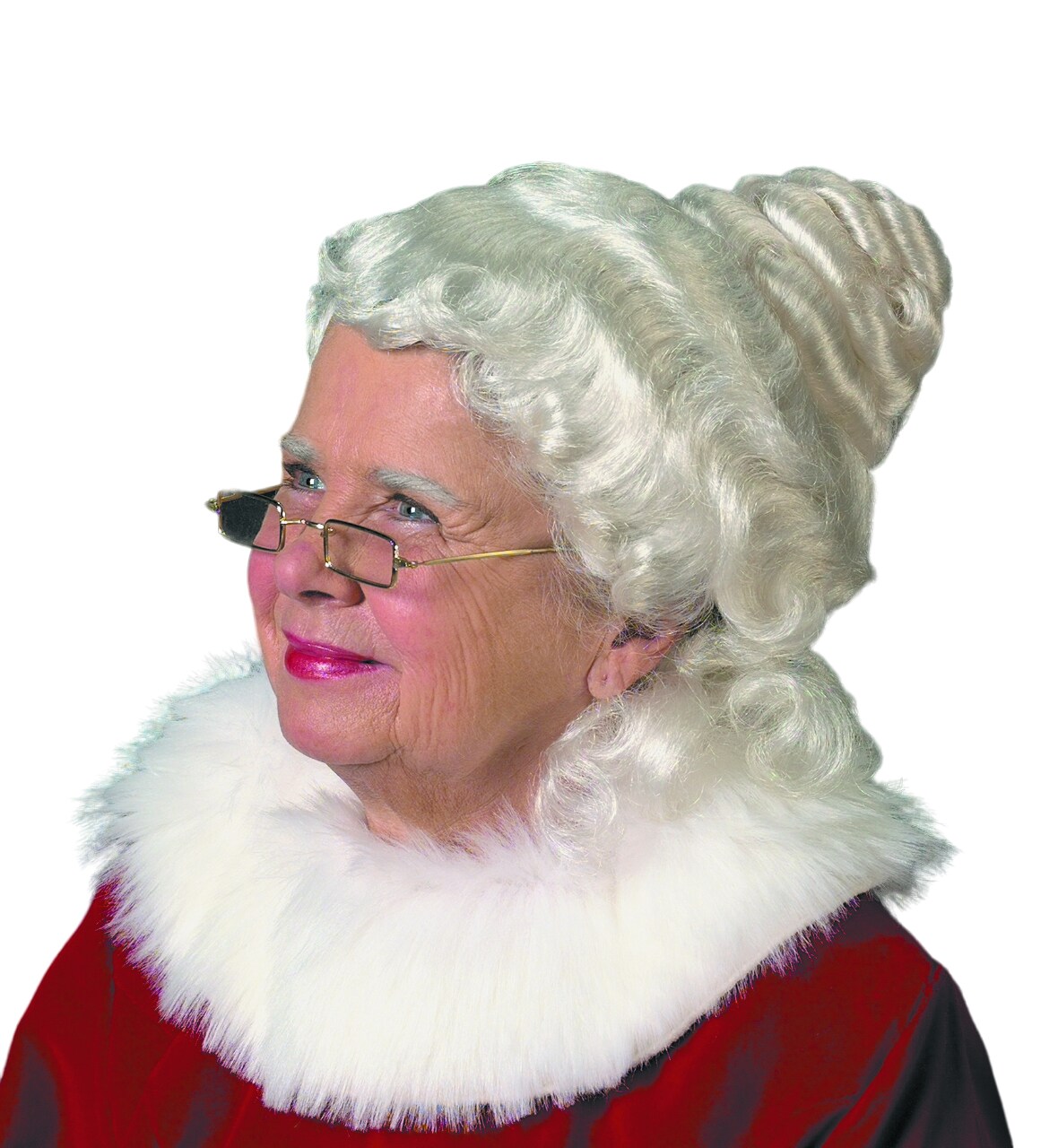 The Costume Center Elegant Mrs Claus &#x22;Merry Christmas&#x22; Curly Bun Wig - Adult One Size