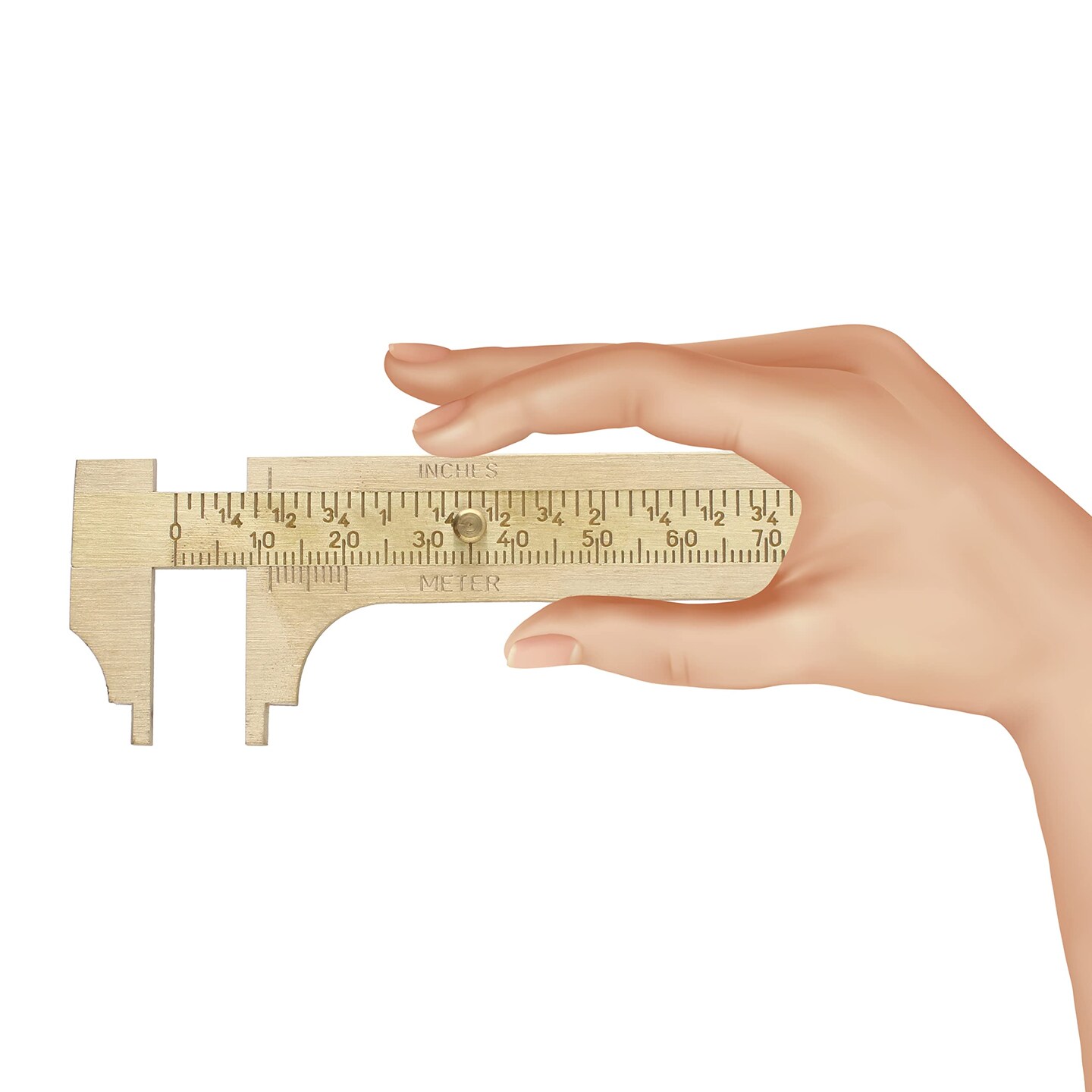 Economy Brass Gauge &#x2013; 80mm (3.14&#x201D;) Pocket Sized Slide Gauge &#x2013; Measures in Both in Inches and Millimeters &#x2013; Sliding Caliper Ruler &#x2013; Non-Magnetic Measuring Tool