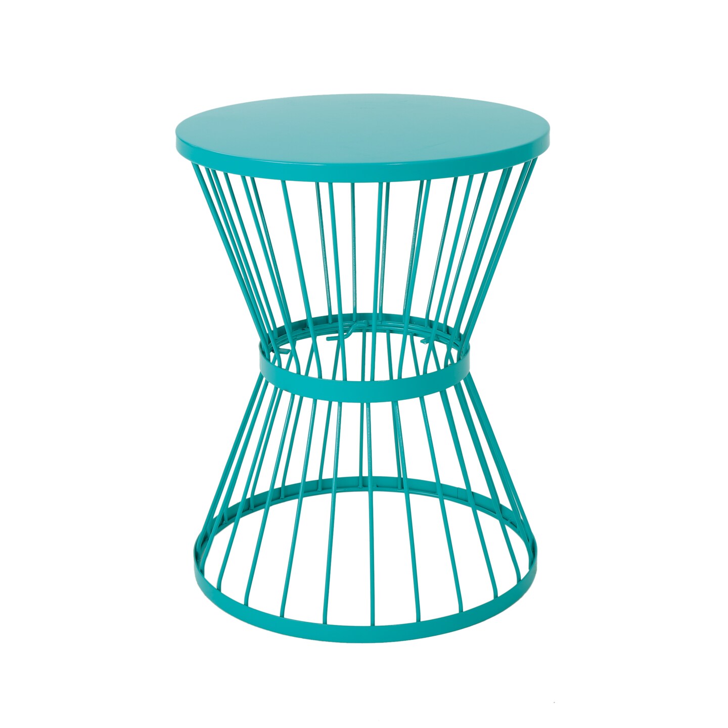 Contemporary Home Living 21&#x22; Matte Teal Blue Hand Crafted Outdoor Patio Side Table
