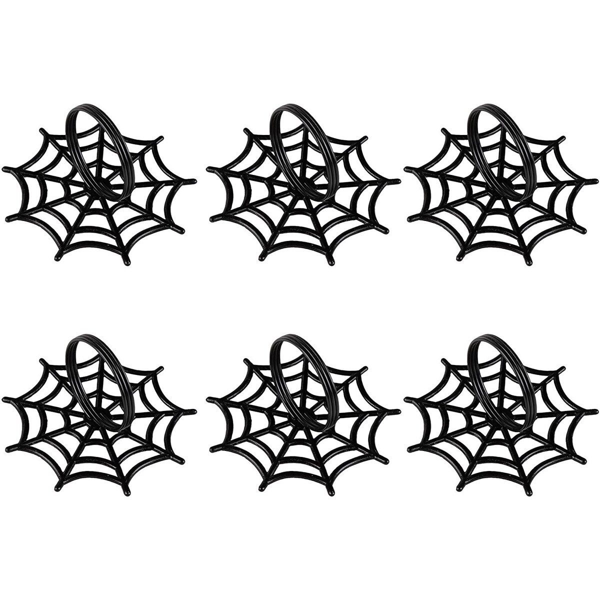 Halloween Napkin Rings, Spider Web Spooky Design Holder (6 Pack, Black)