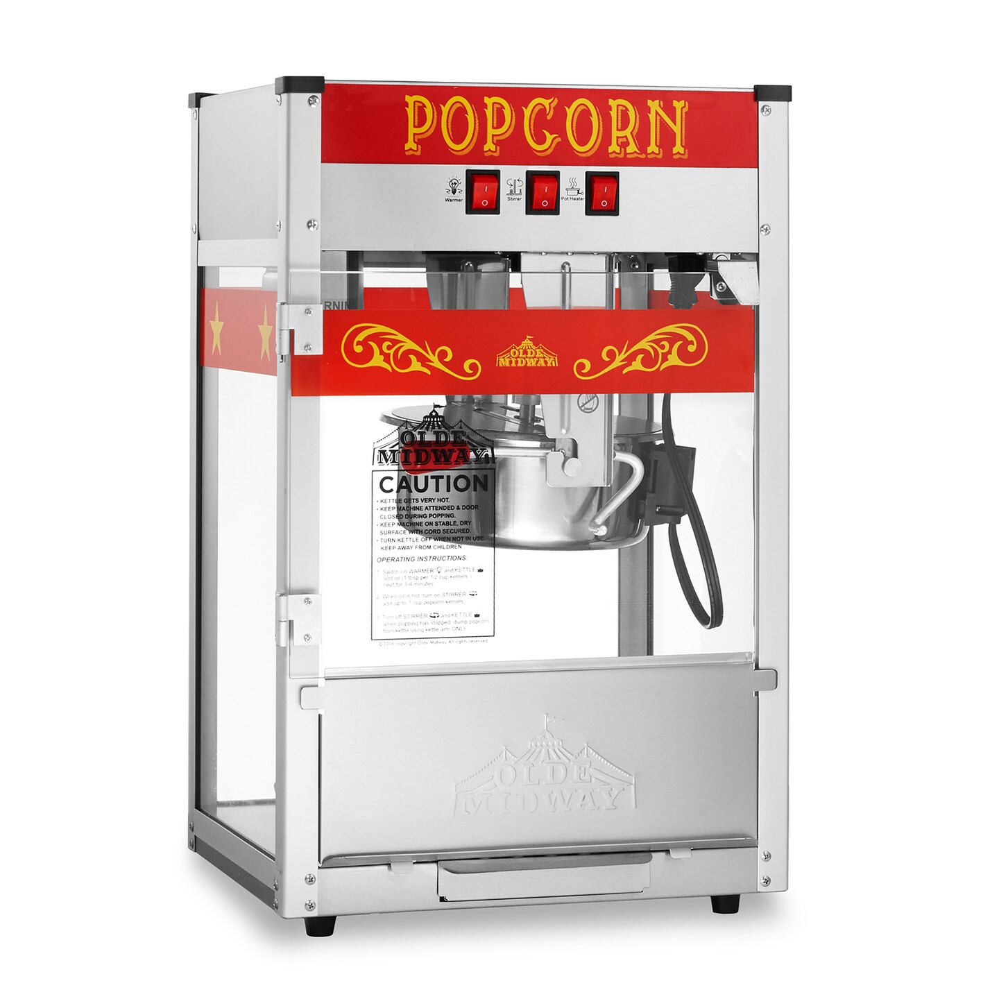 Olde Midway Commercial Popcorn Machine Maker Popper with 8-Ounce Kettle