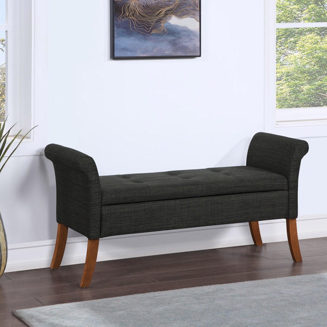 Convenience Concepts Designs Comfort Garbo Storage Bench Ottoman, Gray