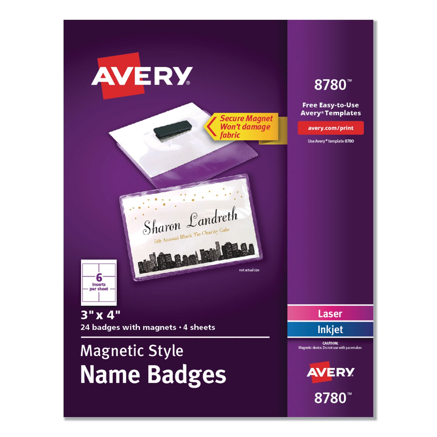 Magnetic Style Name Badge Kit, Horizontal, 4 x 3, White, 24/Pack Magnetic Style Name Badge Kit, Horizontal, 4 x 3, White, 24/Pack