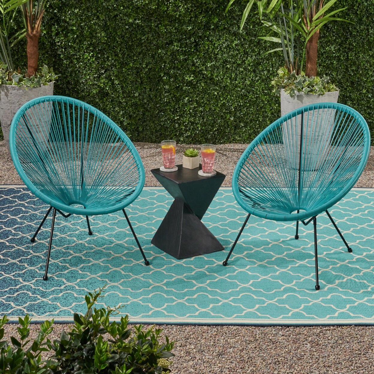 GDFStudio Mia Outdoor Hammock Weave Chair with Steel Frame (Set of 2)