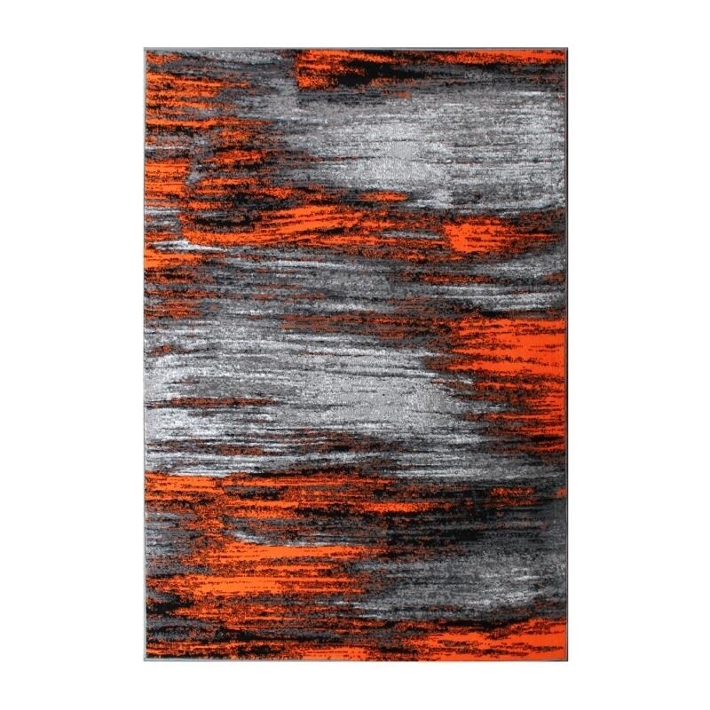 Flash Furniture Rylan Collection 5' x 7' Orange Scraped Design Area Rug - Olefin Rug with Jute Backing - Living Room, Bedroom, Entryway