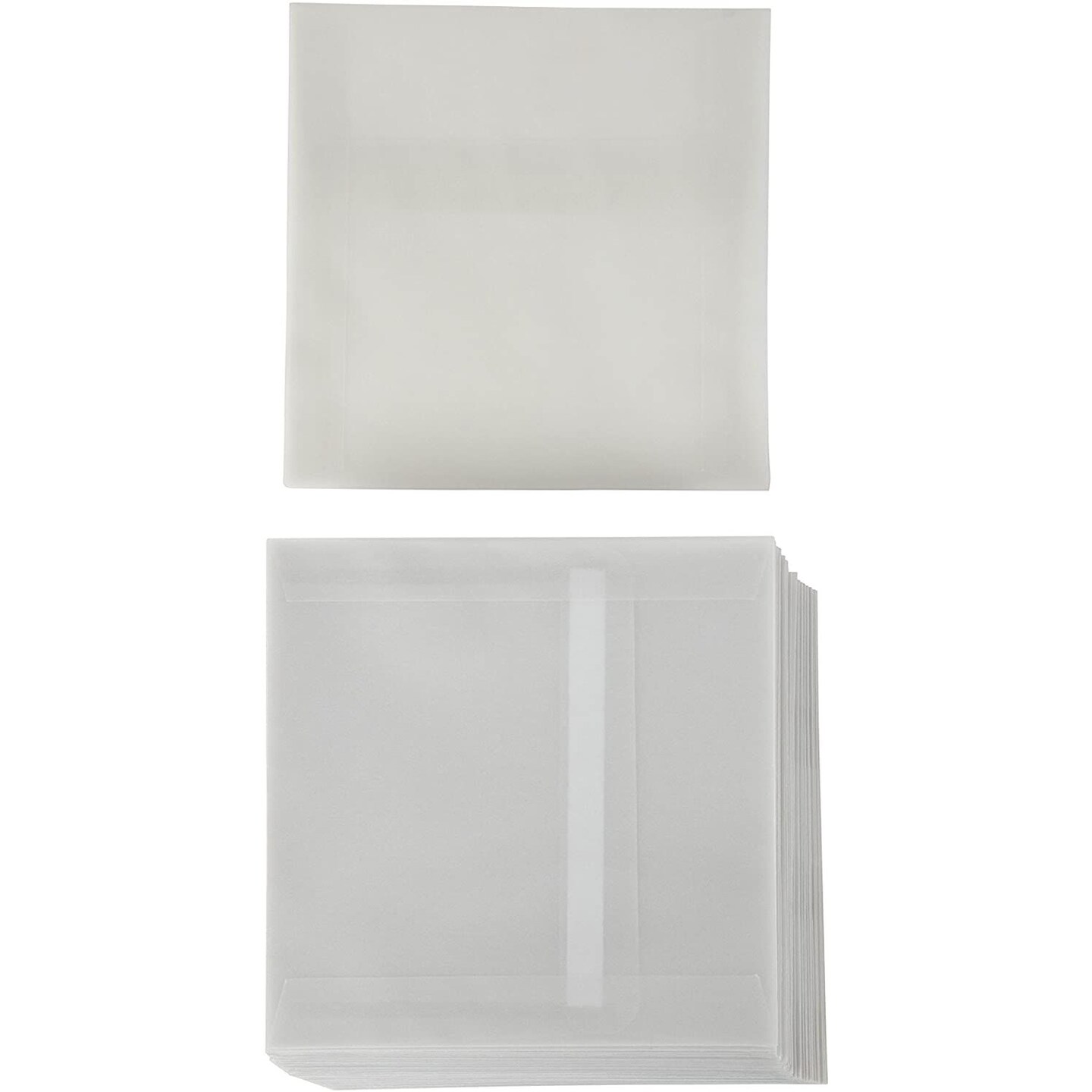 50 Pack Vellum Paper Square Envelopes, Clear Translucent, 5.5 x 5.5 Inches