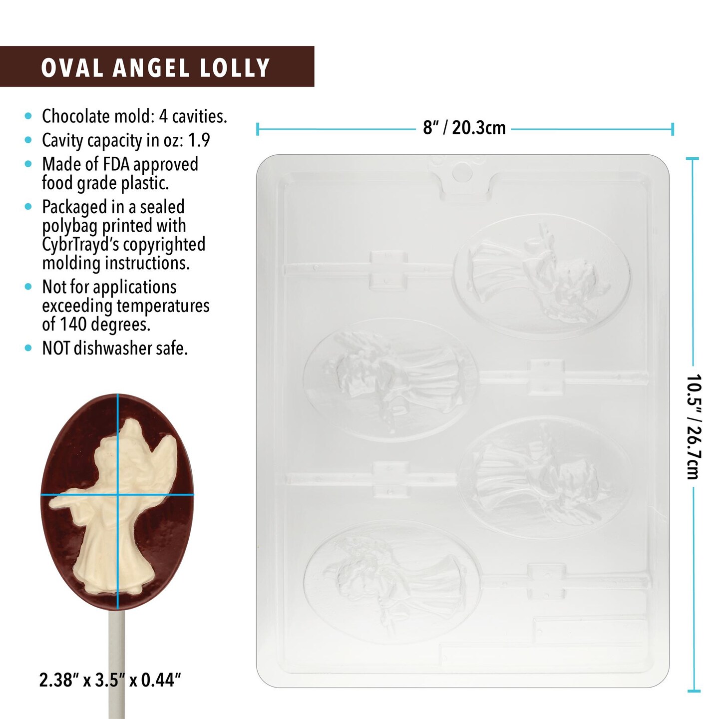 Chocolate Mold Oval Angel Lolly