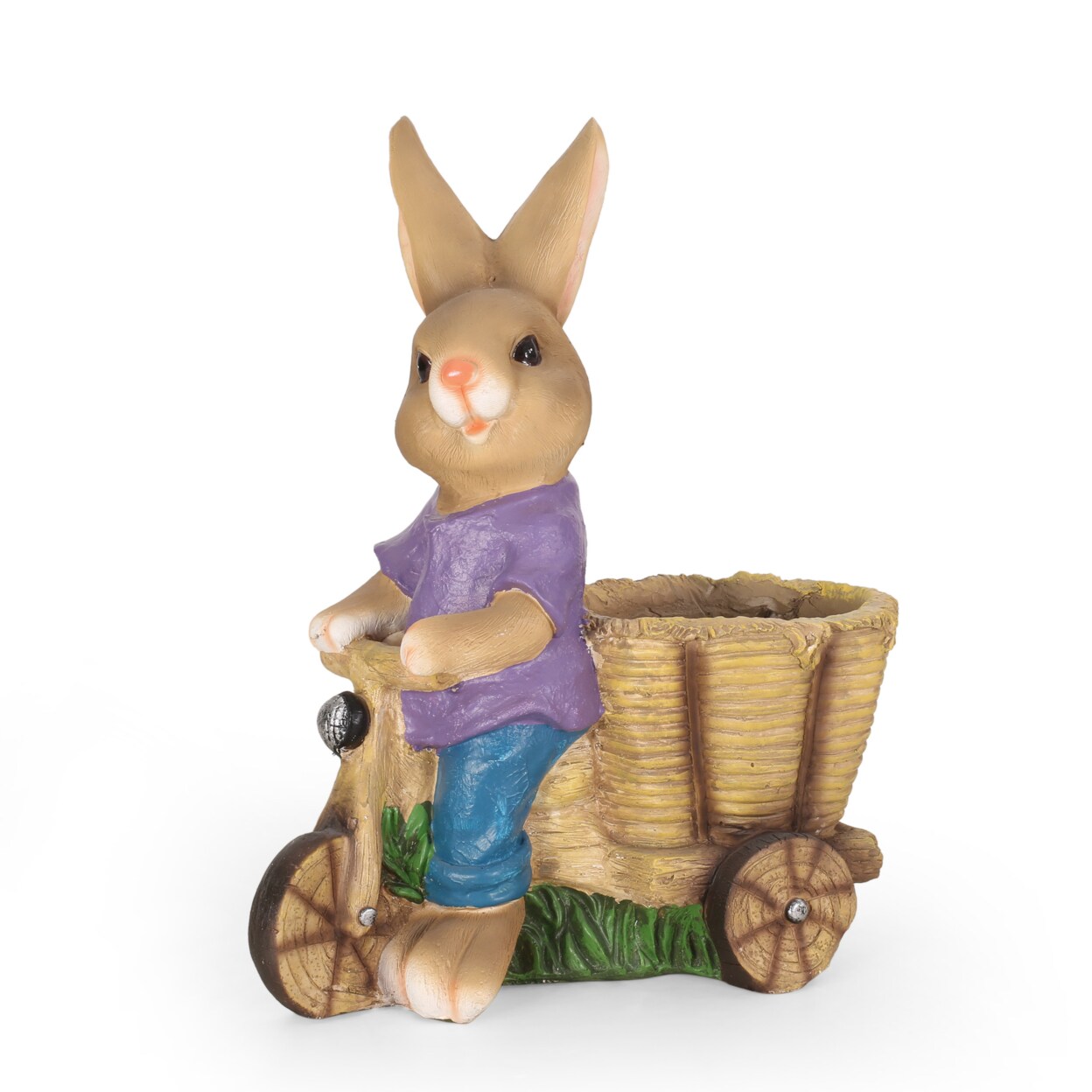 GDFStudio Randy Outdoor Decorative Rabbit Planter Brown and Blue