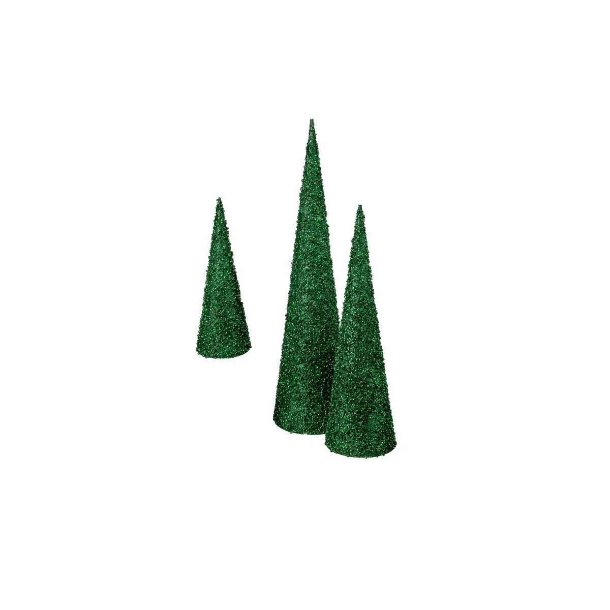 Christmas Trees Set of 2 Green Glitter Looped Wire 15.5