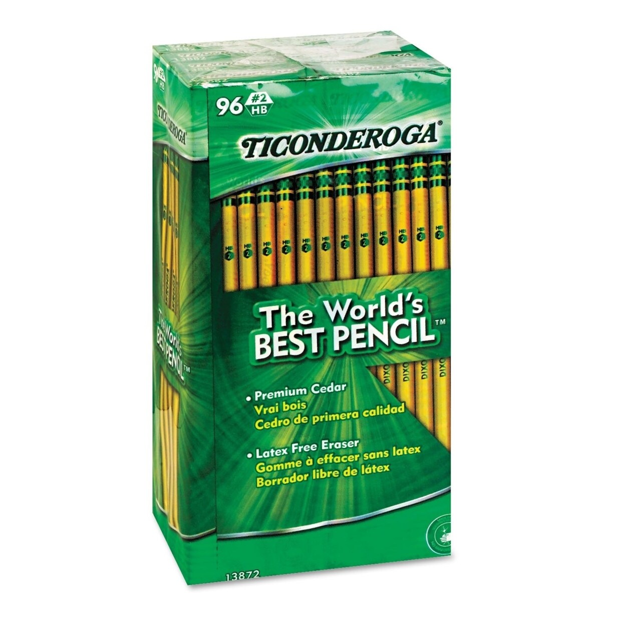 Dixon   Ticonderoga Wood-Cased 2 HB Pencils Box of 96 Yellow