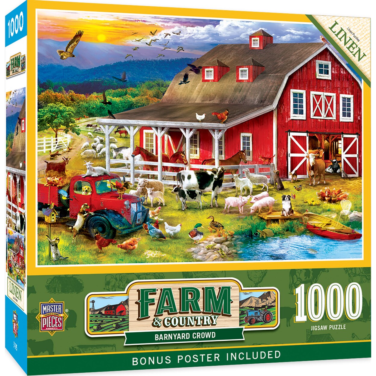 Masterpieces   1000 Piece Jigsaw Puzzle - Barnyard Crowd - 19.25&#x22;x26.75&#x22;