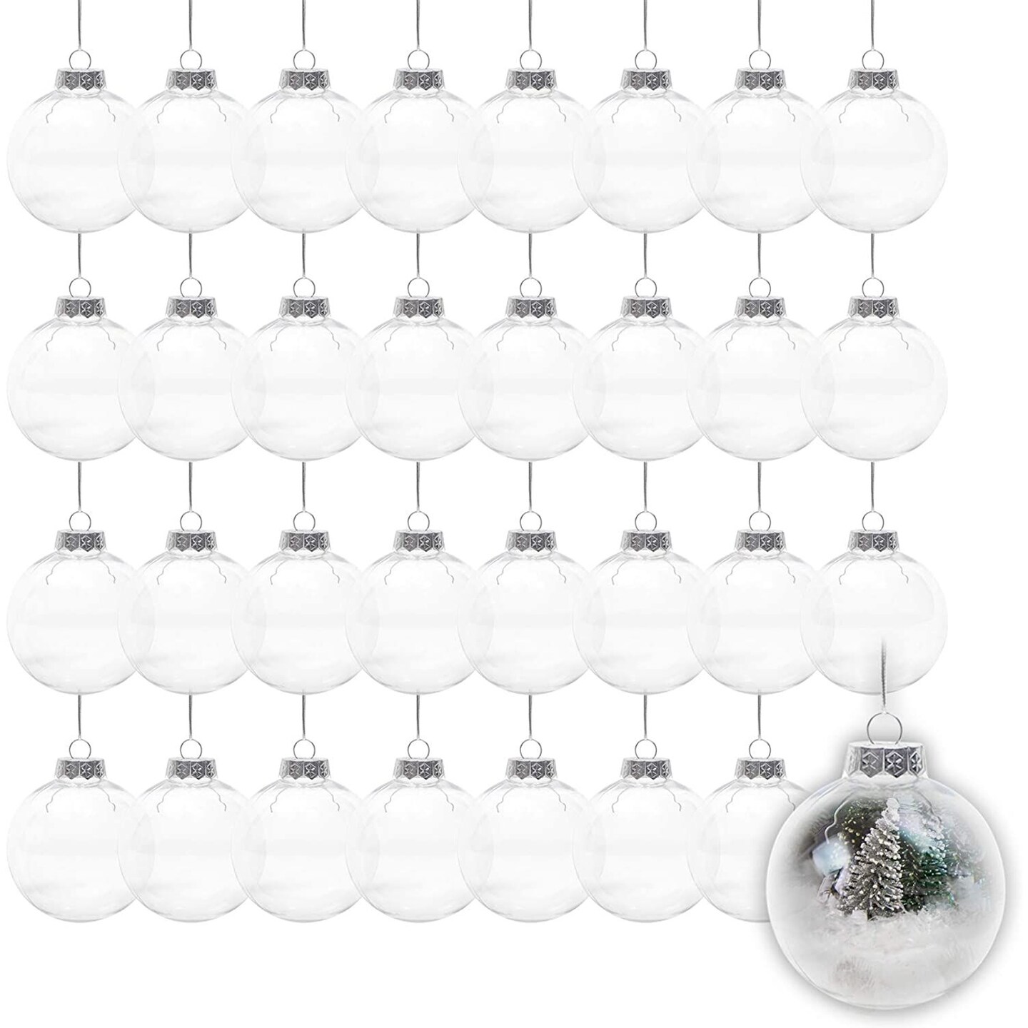 Clear Fillable Christmas Ornaments, Arts and Crafts Supplies (3.1 in