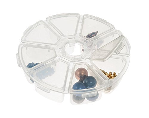 8-Compartment Clear Plastic Round Jewelry Organizer