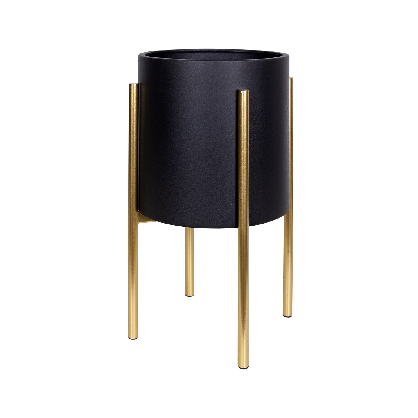 Contemporary Home Living 20&#x22; Black and Gold Modern Solid Metal Plant Stand