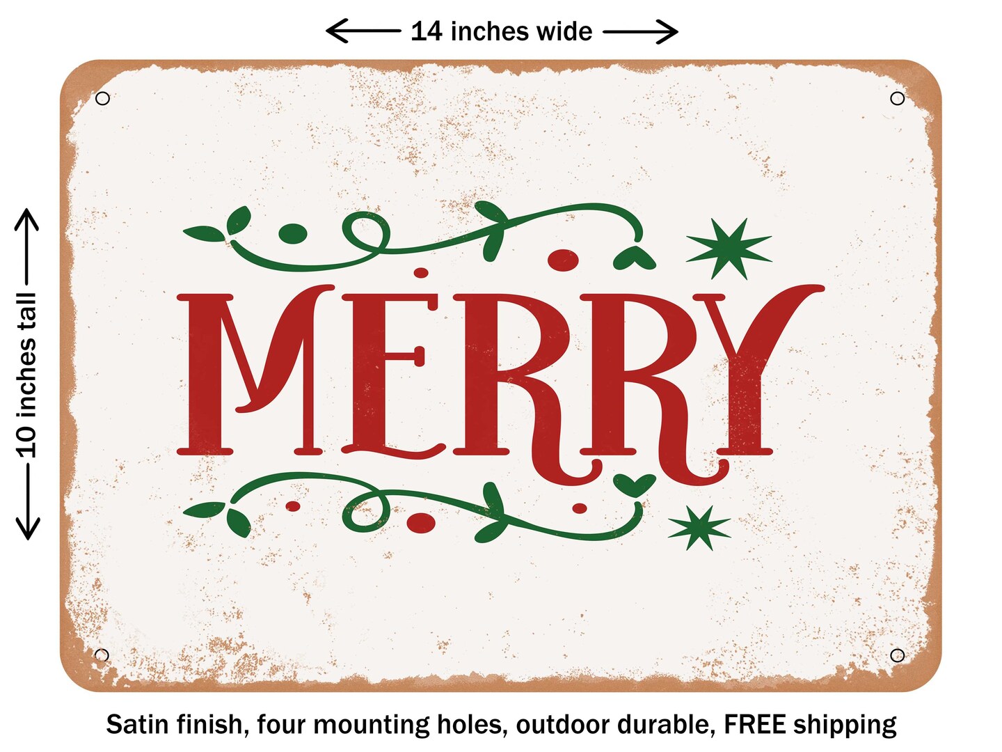 DECORATIVE METAL SIGN - Merry - 7 - Vintage Rusty Look