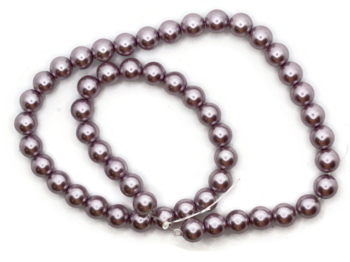 53 8mm Round Pale Lavender Glass Pearl Beads