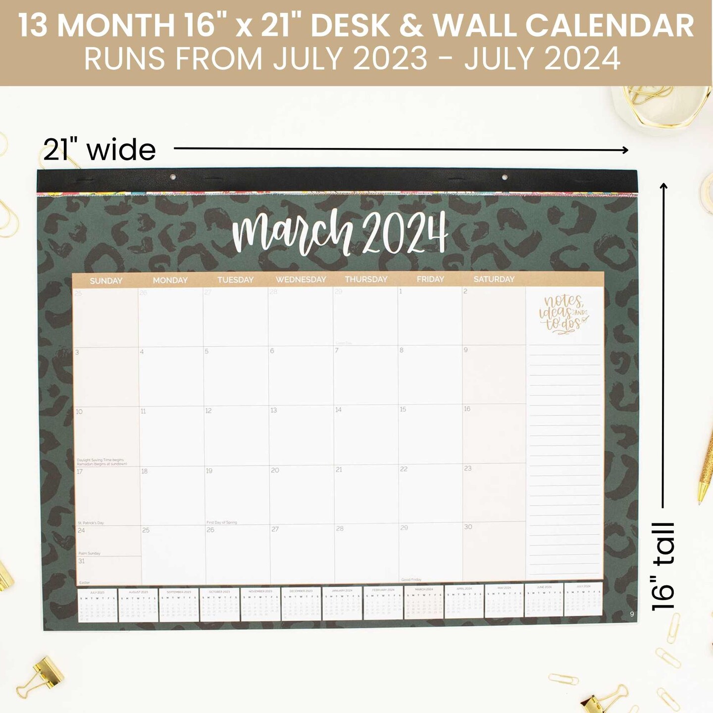 bloom daily planners 2023-24 Desk &#x26; Wall Calendar, 16&#x22; x 21&#x22;, Seasonal