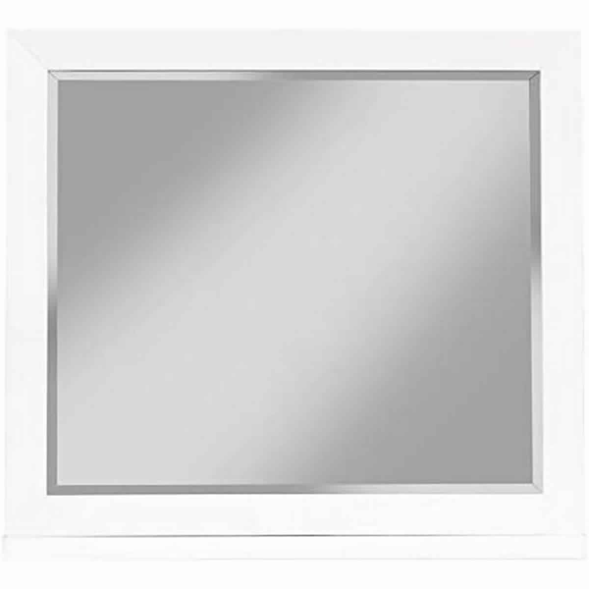 Saltoro Sherpi Transitional Style Rectangular Mirror with Wooden Frame, White-