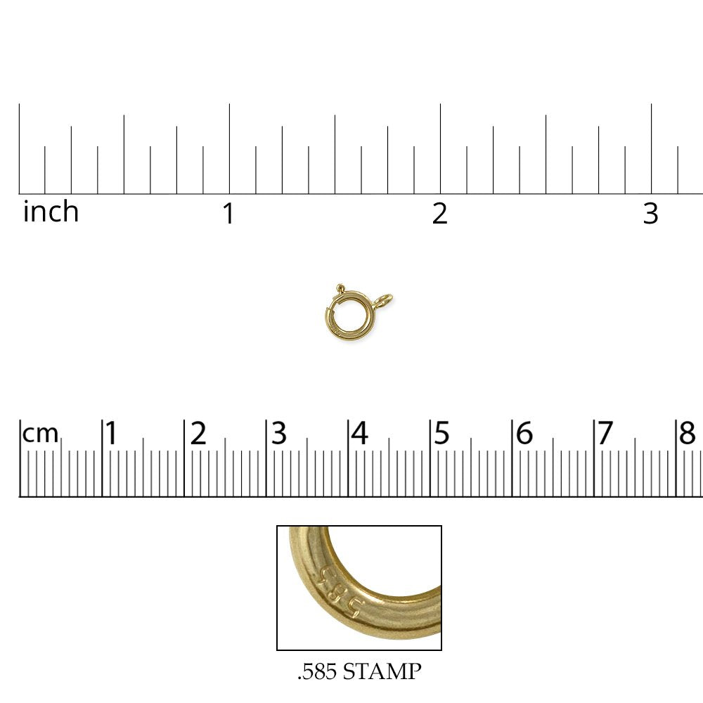 Spring Ring Jewelry Clasp 6.0mm 14 Karat Solid Yellow Gold