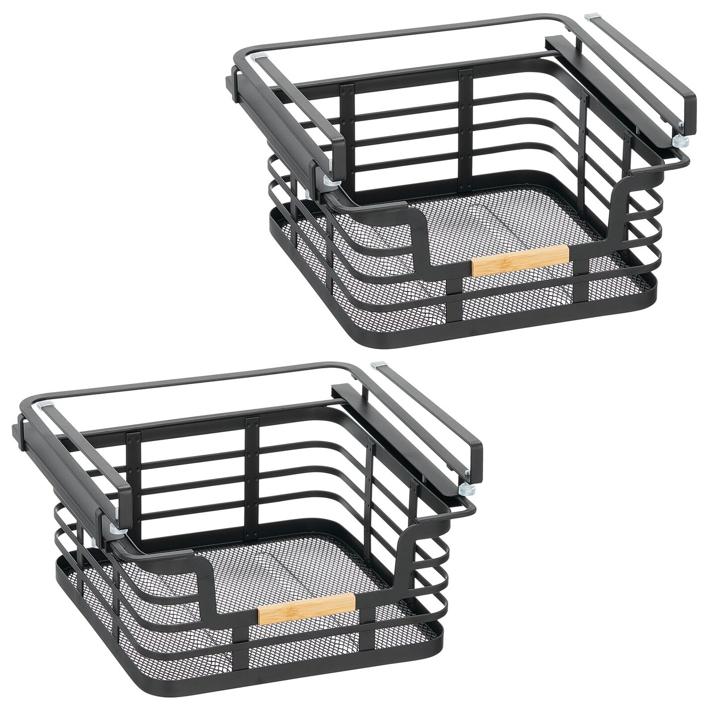 mDesign Metal Kitchen Under Shelf Storage Baskets - 2 Pack