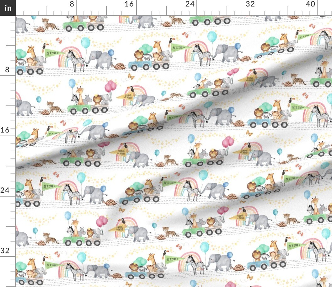 Petal Signature Cotton by the Yard or Fat Quarter Safari Animals Whimsical Nursery African Animal Elephant Zebra Giraffe Lion Tiger Custom Printed Fabric by Spoonflower