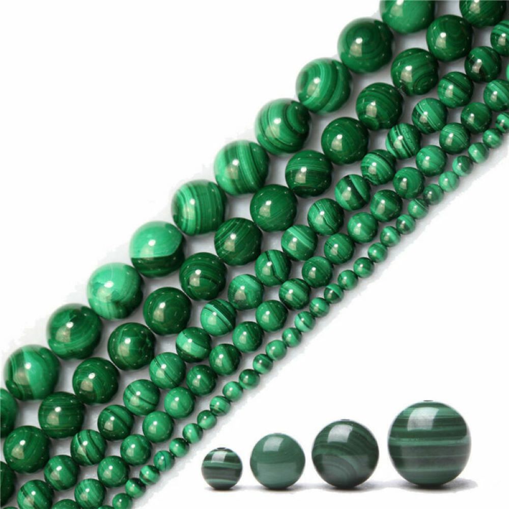 Kitcheniva Malachite Gemstone Round Spacer Loose Beads 16&#x22;