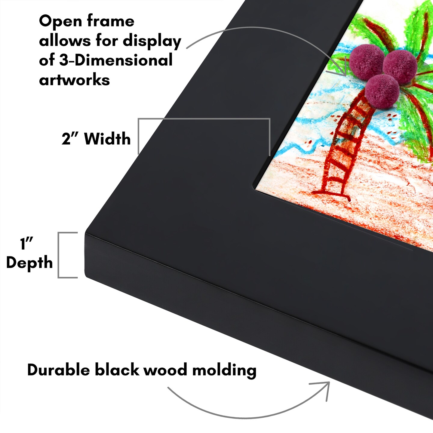Americanflat 8.5x11 Collage Kids Art Frame - Displays Two 8.5x11 Artworks Side by Side - Showcase 3-Dimensional Artworks - Store Multiple Art Inside - Keyhole Hanging Hardware