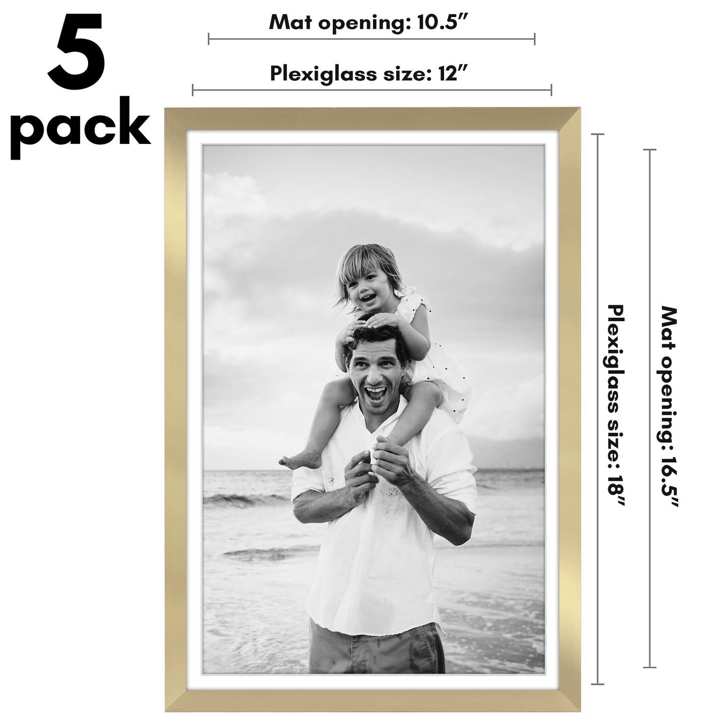 Americanflat Picture Frame Set with Mat - Set of 5 - Photo Frame Set of Five for Wall Display - Plexiglass Cover - Hanging Hardware
