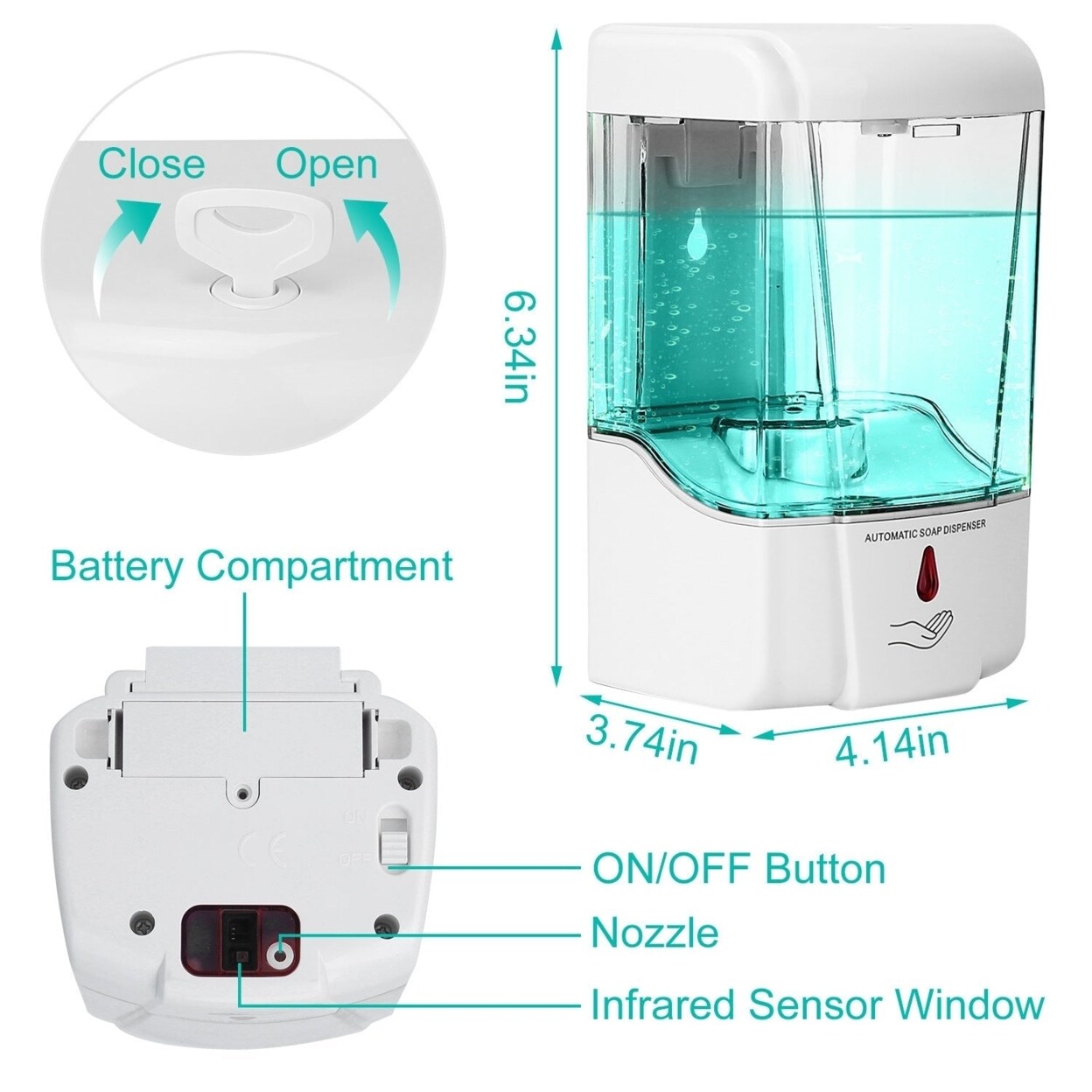 Automatic Soap Dispenser 700Ml 29Oz Wall Mounted Sensor Refillable Hand Gel